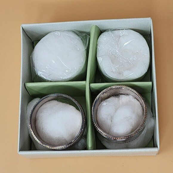William-Sonoma Hotel Silver Napkin Rings Set Of 4 Silver-Plated Beaded Style - Picture 2 of 13